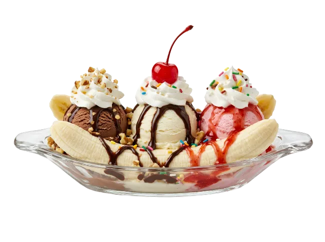 Classic Banana Split Sundae Dessert
