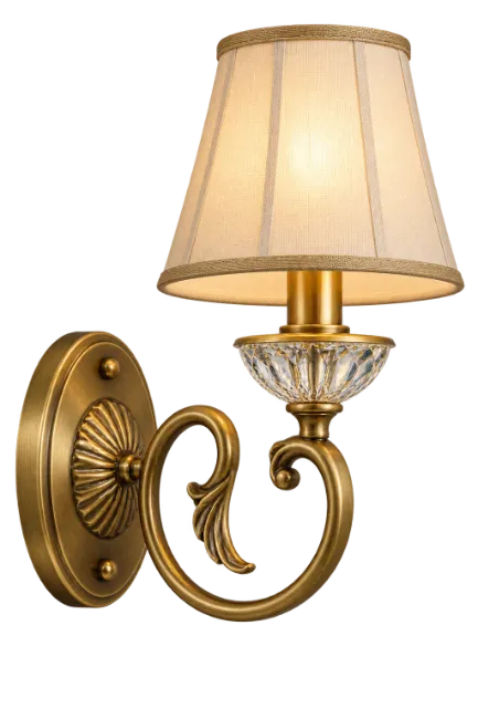 Classic Brass Wall Sconce with Fabric Shade