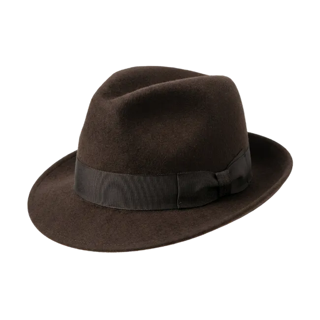 Classic Brown Fedora Hat with Black Ribbon