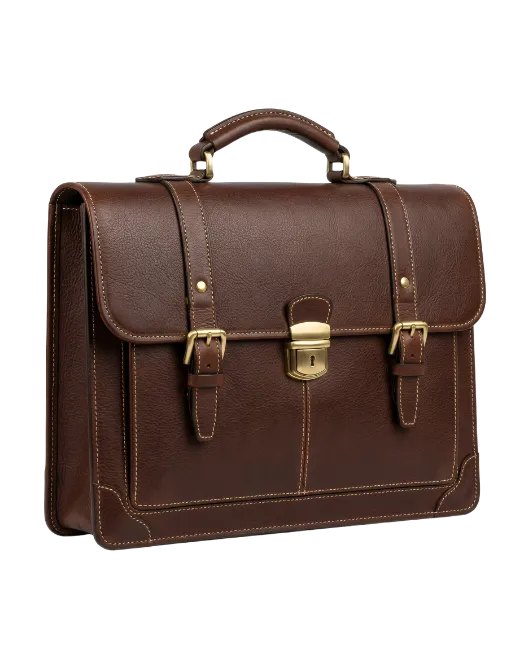Classic Brown Leather Briefcase