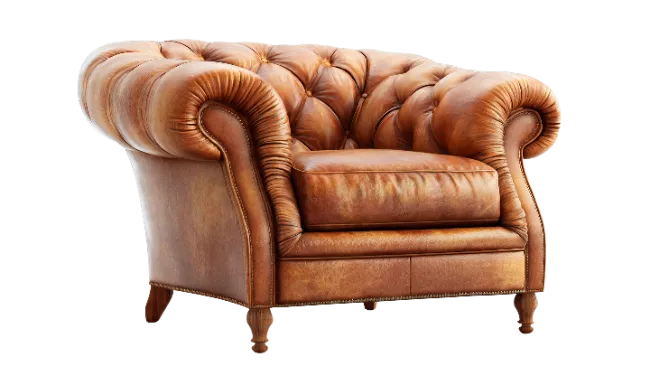 Classic Brown Leather Chesterfield Armchair