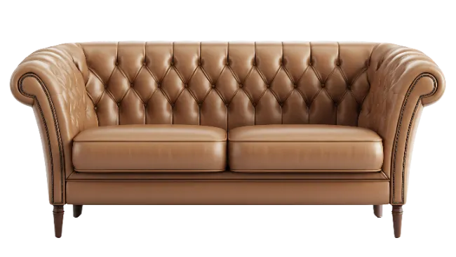 Classic Brown Leather Chesterfield Sofa