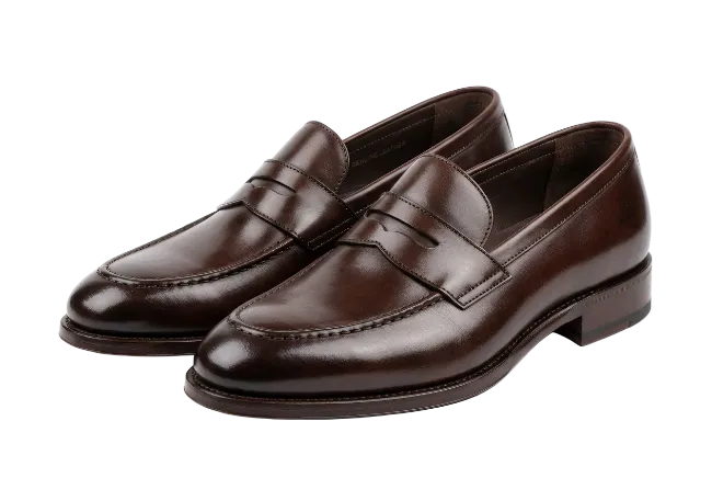 Classic Brown Leather Penny Loafers for Men