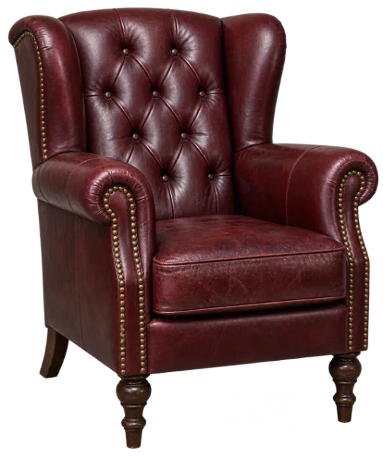 Classic Burgundy Leather Tufted Armchair