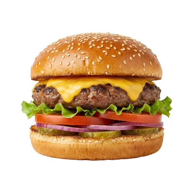 Classic Cheeseburger with Lettuce Tomato and Onion