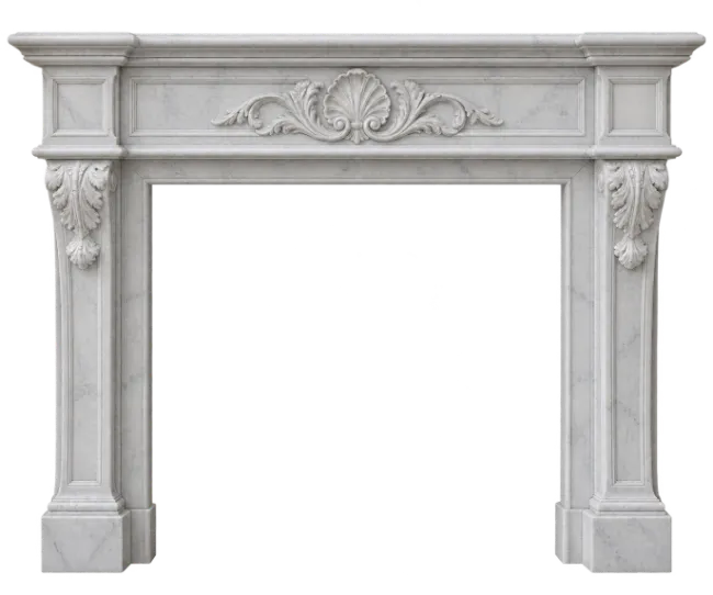 Classic Marble Fireplace Mantel with Carved Details