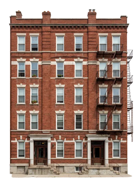 Classic Red Brick Apartment Building Facade