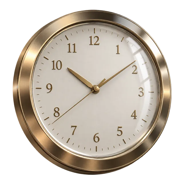 Classic Round Golden Brass Wall Clock