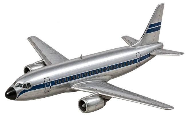 Classic Silver Passenger Airplane Model