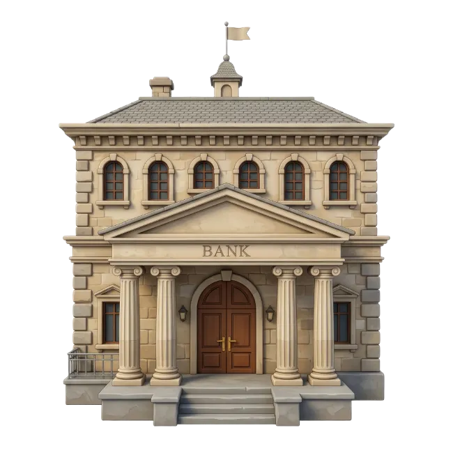 Classic Stone Bank Building with Columns