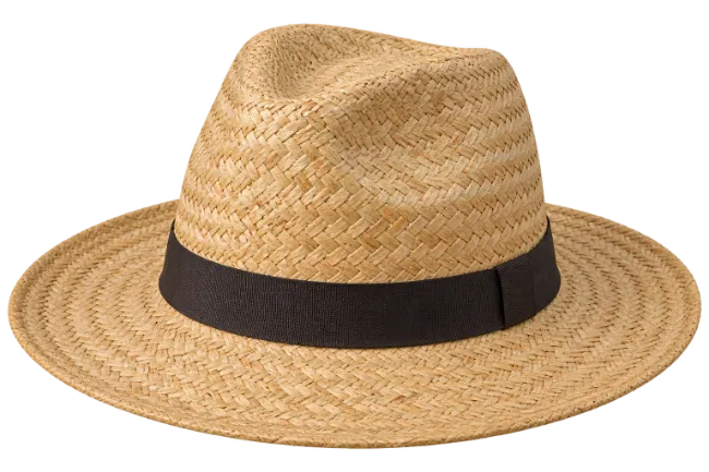 Classic Straw Fedora Hat with Black Band