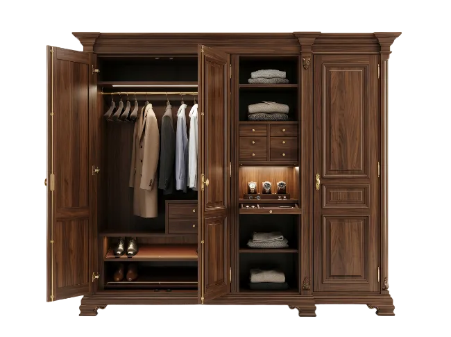 Classic Wooden Wardrobe with Open Doors