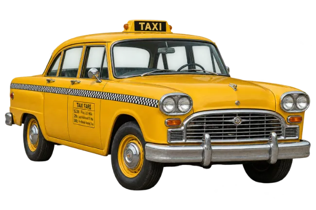 Classic yellow taxi cab vintage car