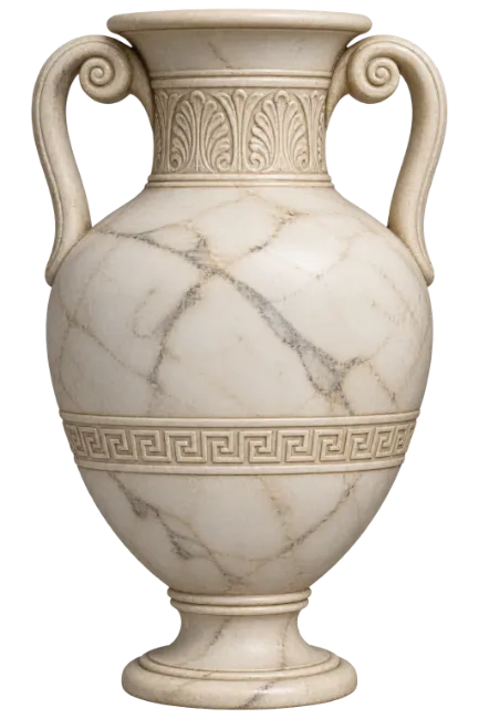 Classical Marble Vase with Ornate Handles