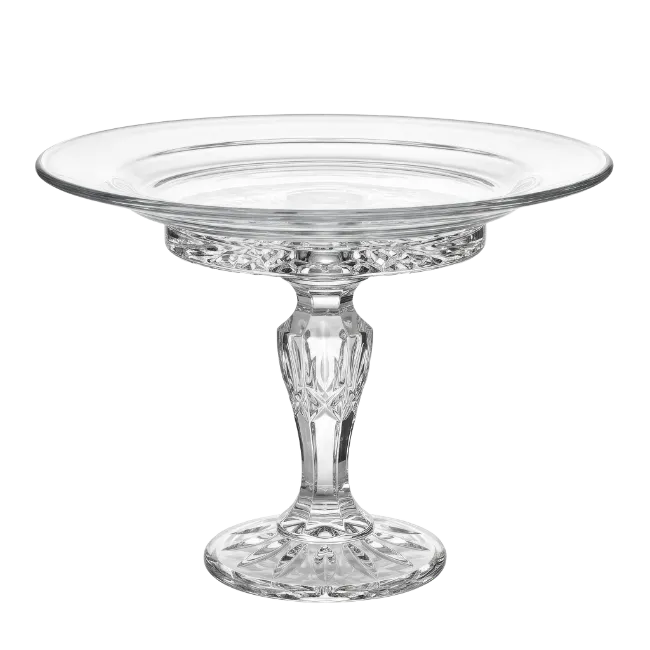 Clear Glass Pedestal Bowl on White Background