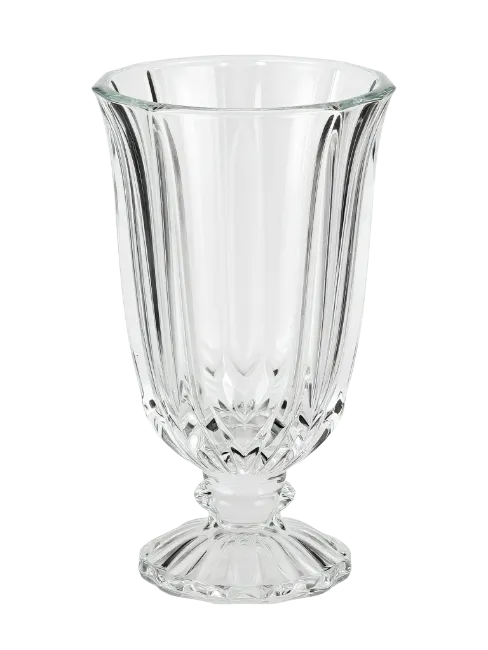 Clear Glass Pedestal Vase with Fluted Design