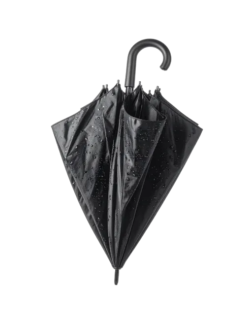 Closed Black Umbrella with Raindrops