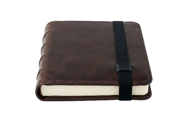Closed Brown Leather Journal with Elastic Band