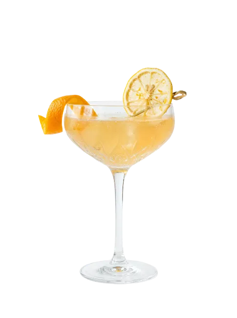 Cocktail in Glass with Lemon Garnish