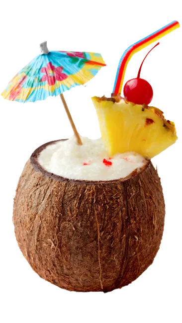 Coconut Cocktail with Pineapple and Umbrella