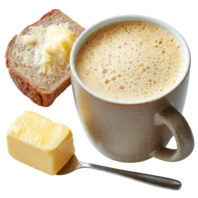 Coffee Cup With Bread Slice And Butter