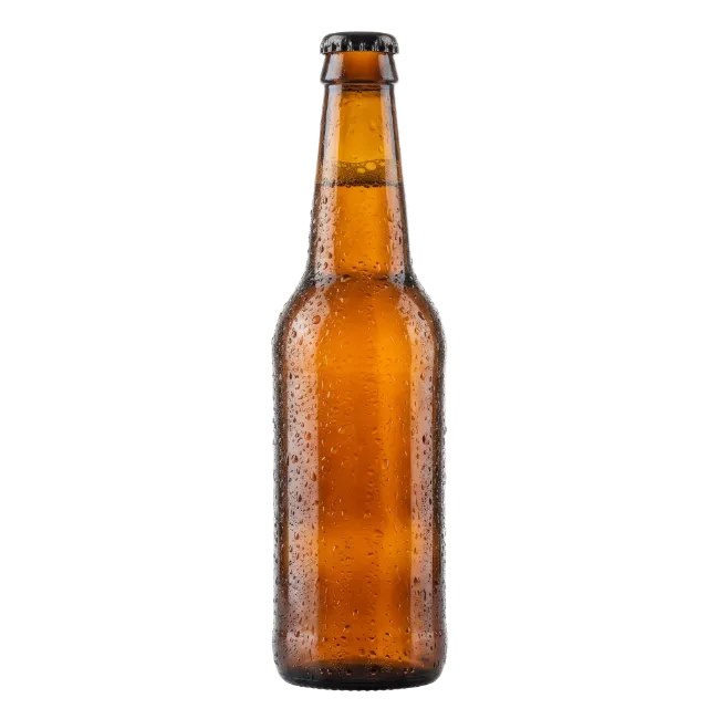 Cold Brown Beer Bottle with Condensation