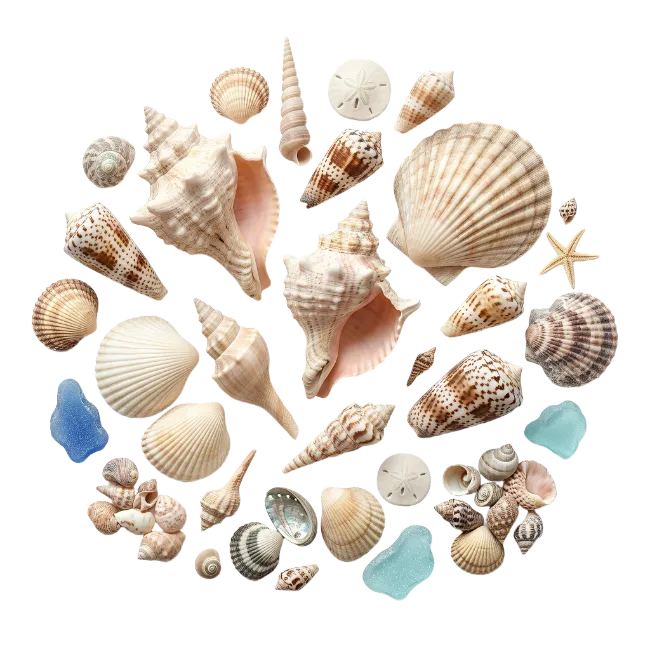 Collection of seashells and sea glass