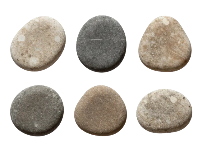 Collection of Smooth River Pebbles and Stones
