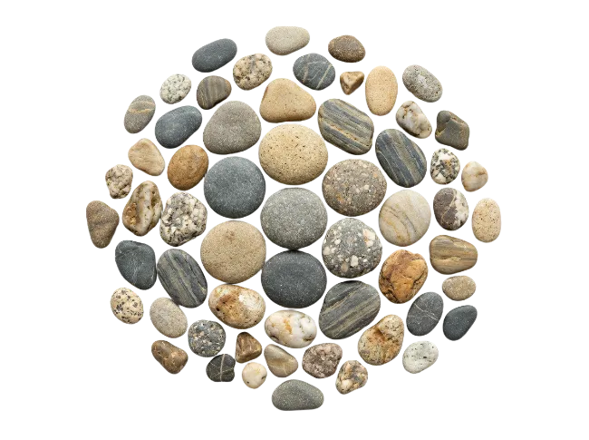 Collection of Smooth River Rocks and Pebbles