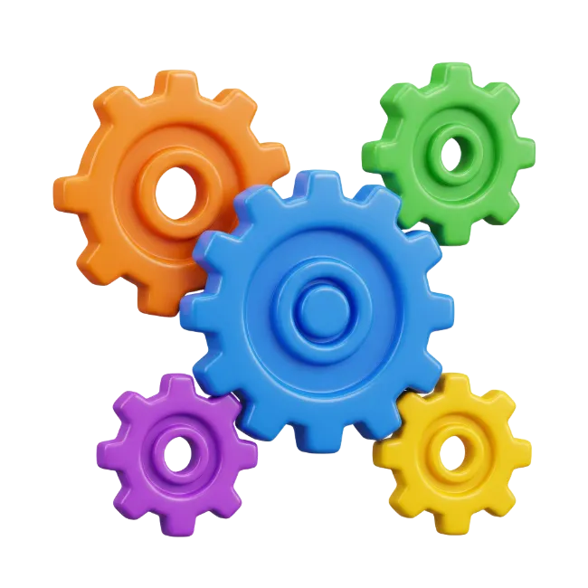 Colorful 3D Gears and Cogs Mechanism