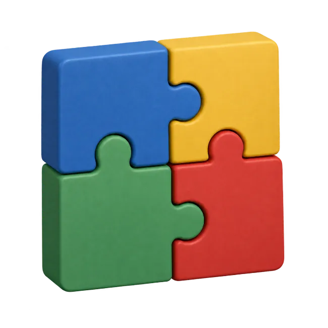 Colorful 3D Jigsaw Puzzle Pieces Assembled Together