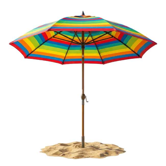 Colorful Beach Umbrella in Sand