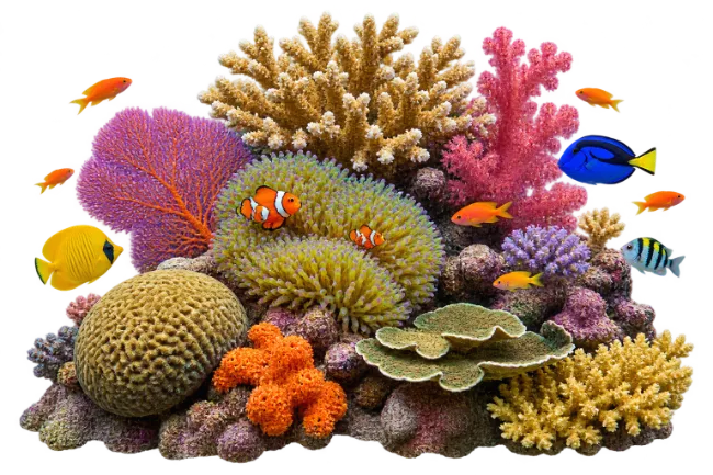Colorful Coral Reef with Tropical Fish
