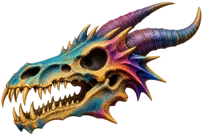 Colorful Dragon Skull Illustration