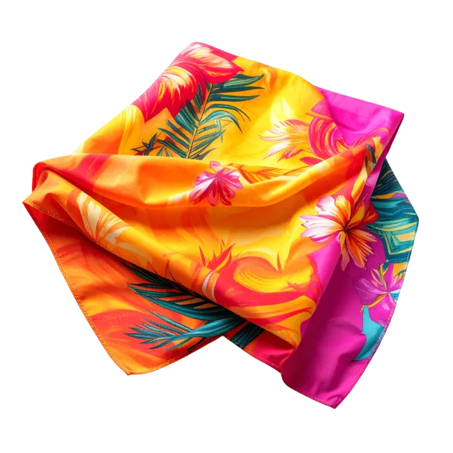 Colorful Floral Scarf with Tropical Design