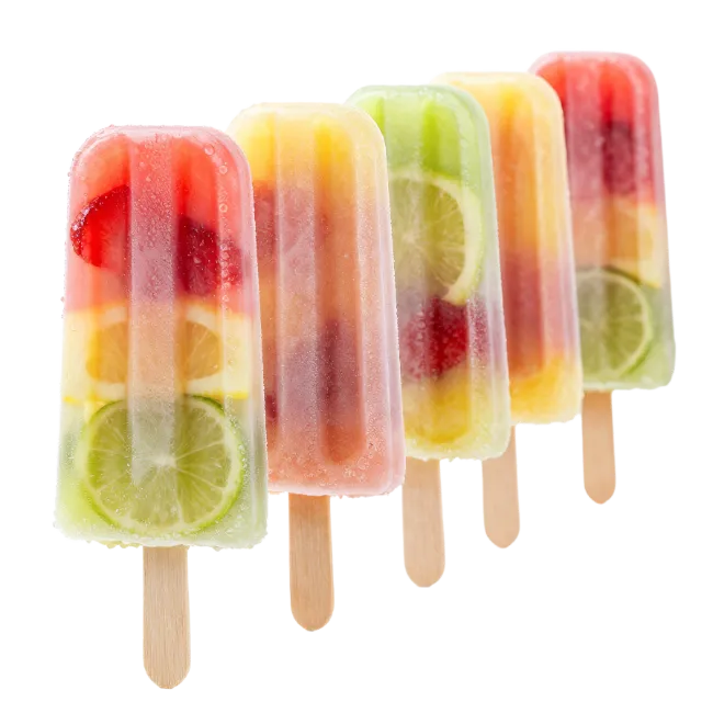 Colorful Fruit Popsicles with Lime and Strawberry