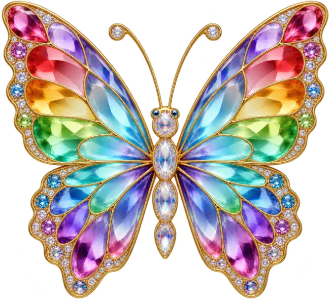 Colorful Gemstone Butterfly Illustration