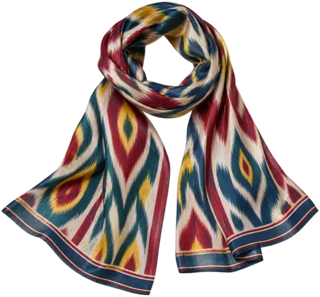 Colorful Ikat Silk Scarf