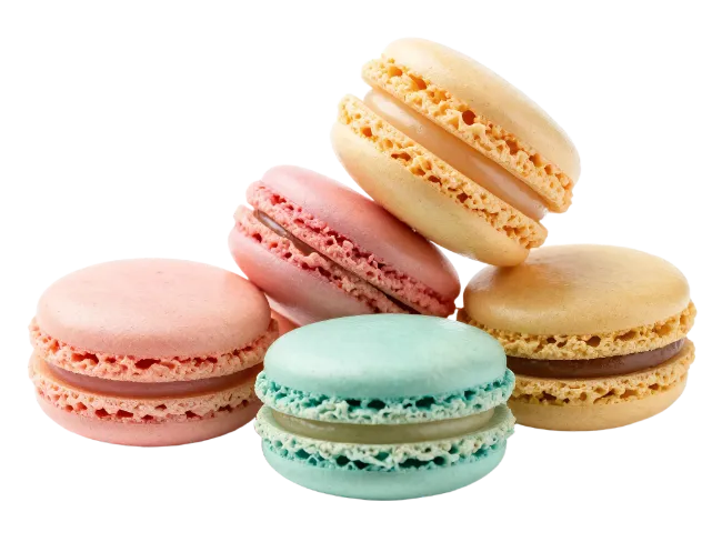 Colorful Macarons Stacked Together