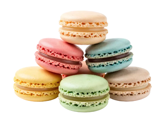 Colorful Macarons Stacked Together