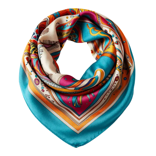 Colorful silk scarf with vibrant patterns
