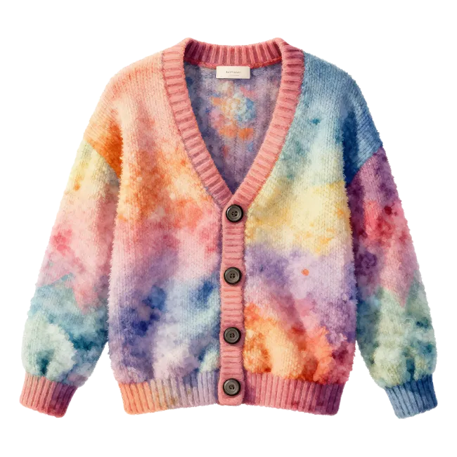 Colorful Tie Dye Cardigan Sweater