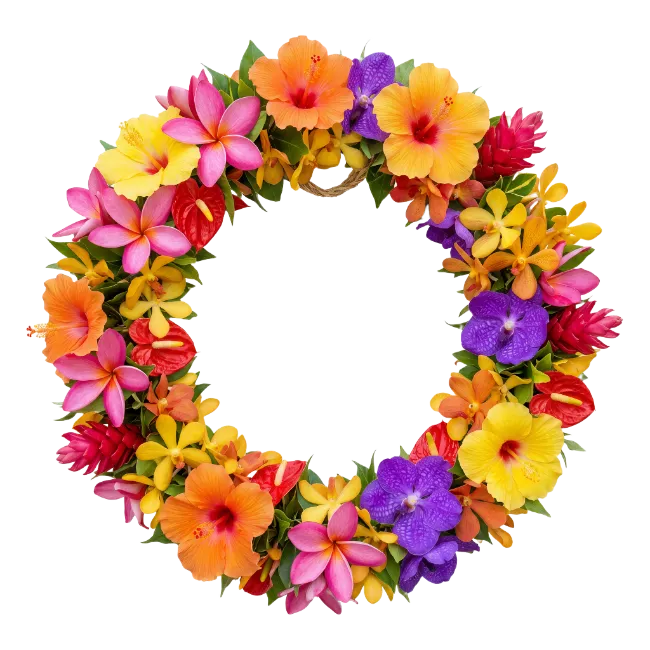 Colorful Tropical Flower Lei Garland Wreath