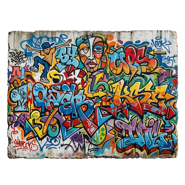 Colorful Urban Graffiti Wall Art