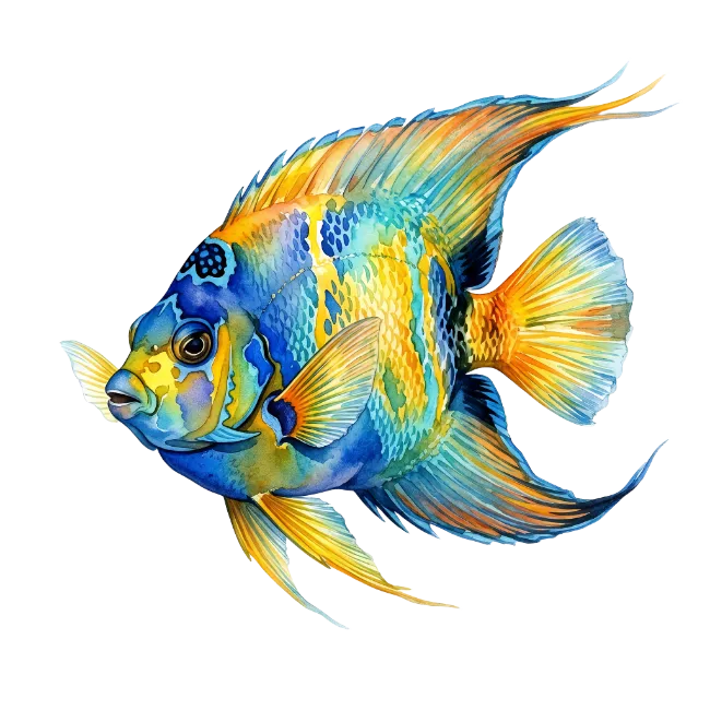 Colorful Watercolor Angelfish Illustration