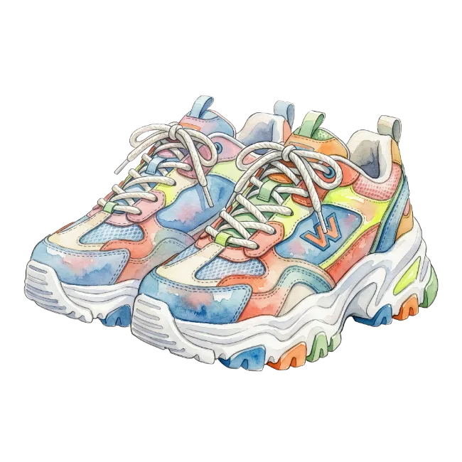 Colorful Watercolor Chunky Sneakers
