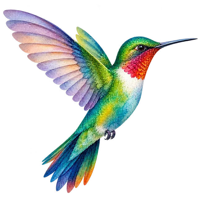 Colorful Watercolor Hummingbird Illustration
