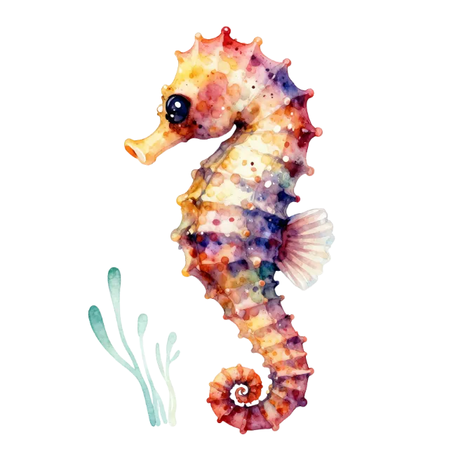 Colorful Watercolor Seahorse Illustration