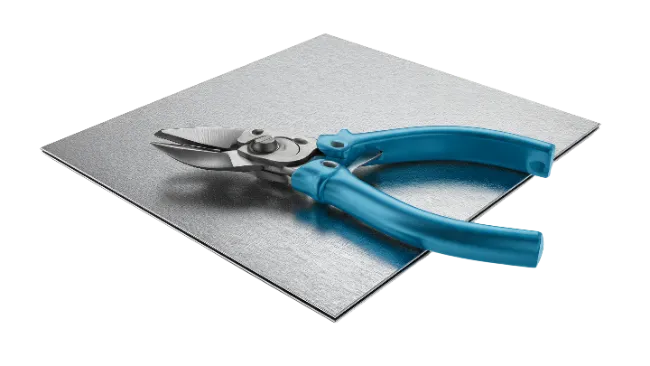 Combination pliers on a metal sheet