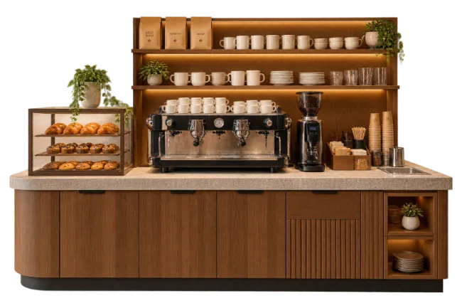 Commercial Coffee Bar Counter Station